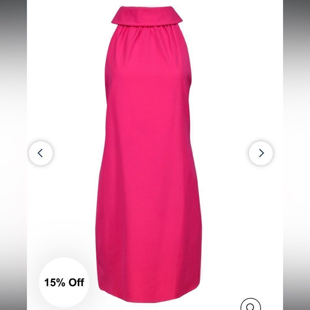 Sail To Sable Neon Pink Rolled Neckline Sheath Dress W/ Large Back Buttons